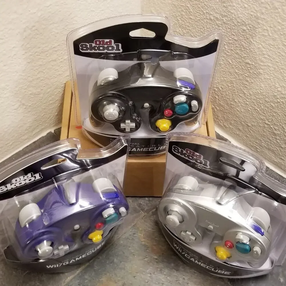 3 Gamecube Controllers - 3 Colors Bundle (NEW) - Purple Silver Black - Nintendo